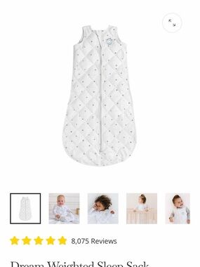 Dream Weighted Sleep Sack in White with Star Print